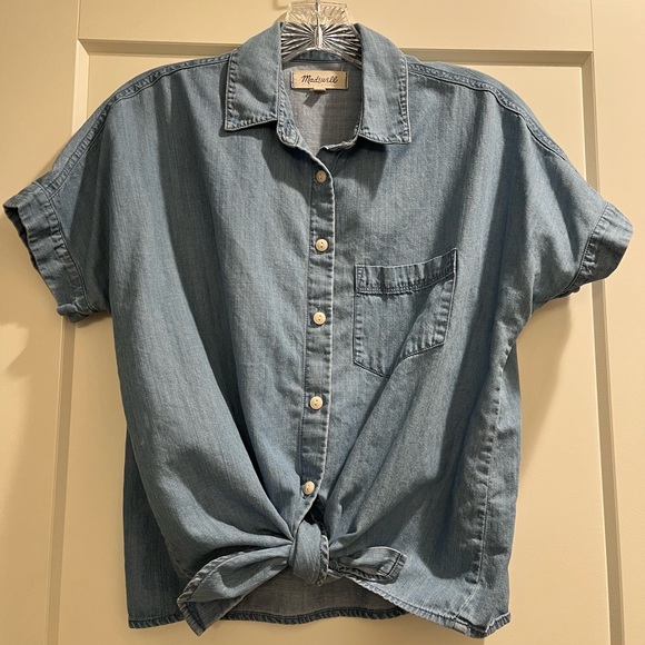 Madewell Denim Short-Sleeve Tie-Front Shirt - Picture 1 of 8